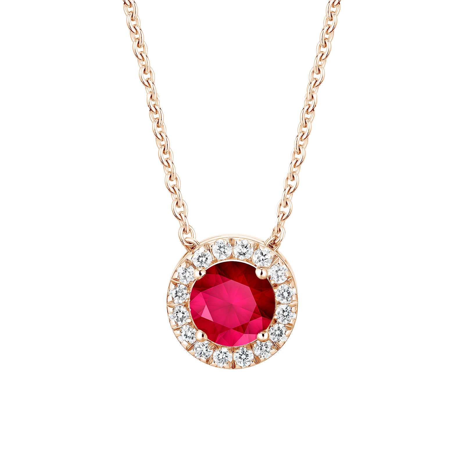 Pendant Rose gold Ruby and diamonds Rétromantique M 1