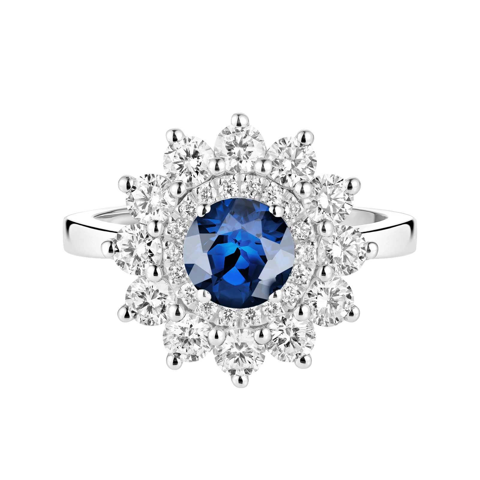 Ring White gold Sapphire and diamonds Lefkos 6 mm 1