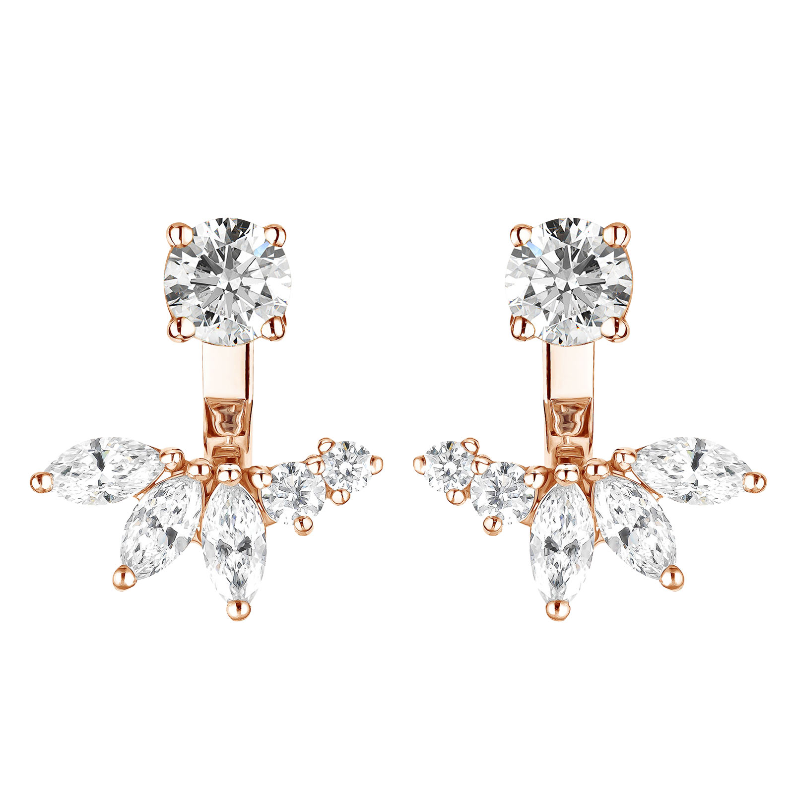 Boucles d'oreilles Or rose Diamant EverBloom Symétriques 1