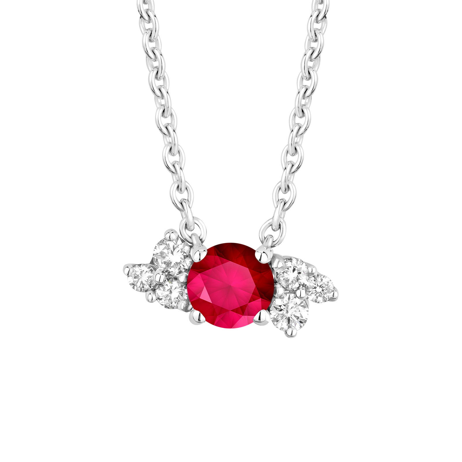 Pendant White gold Ruby and diamonds Baby EverBloom 1