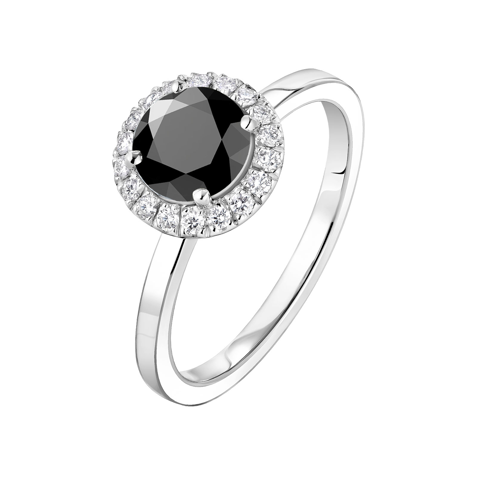 Bague Or blanc Spinelle noir et diamants Rétromantique L 1
