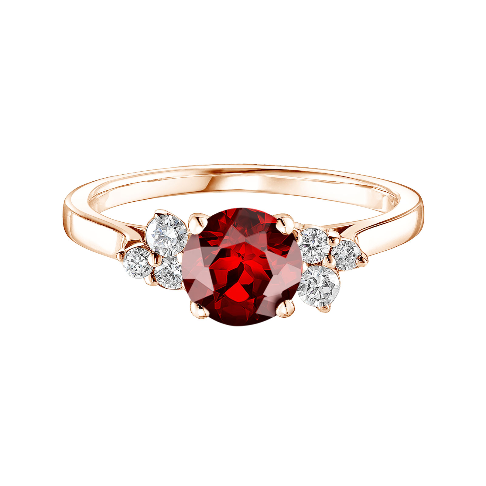 Ring Rose gold Garnet and diamonds Baby EverBloom 6 mm 1