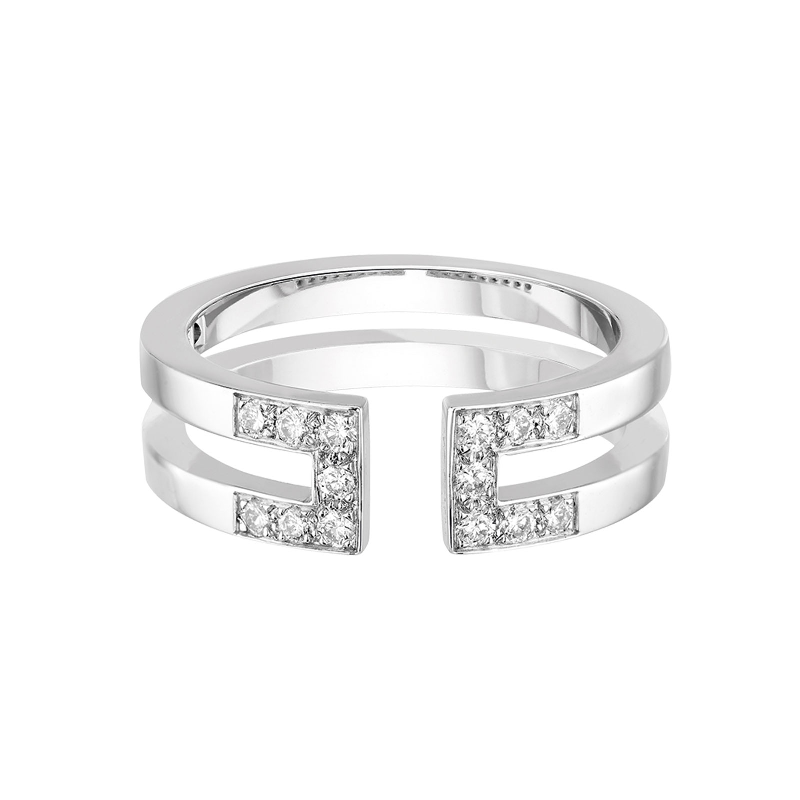 Bague Or blanc Diamant Ariane Semi Pav e Gemmyo