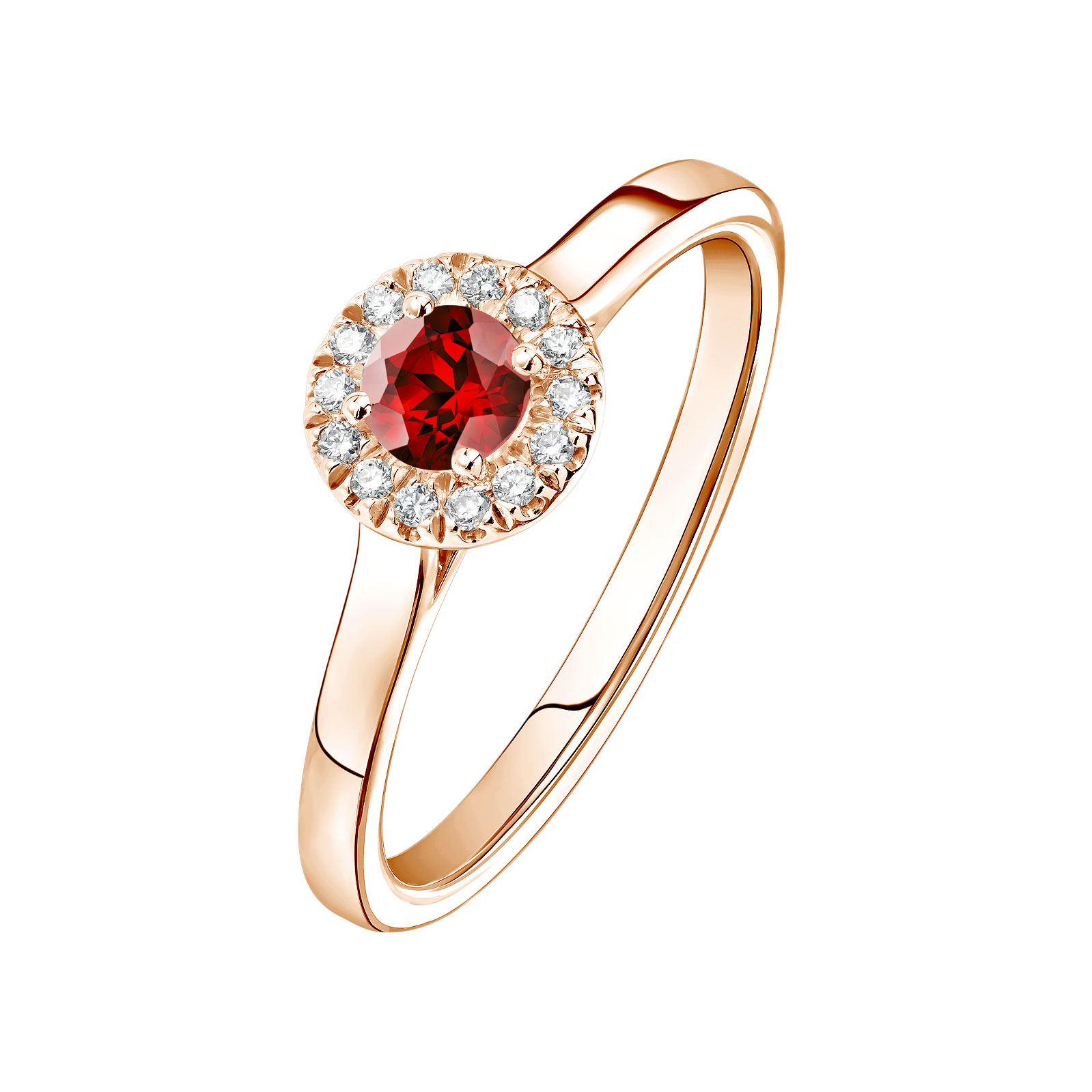 Ring Roségold Granat und diamanten Rétromantique S 1