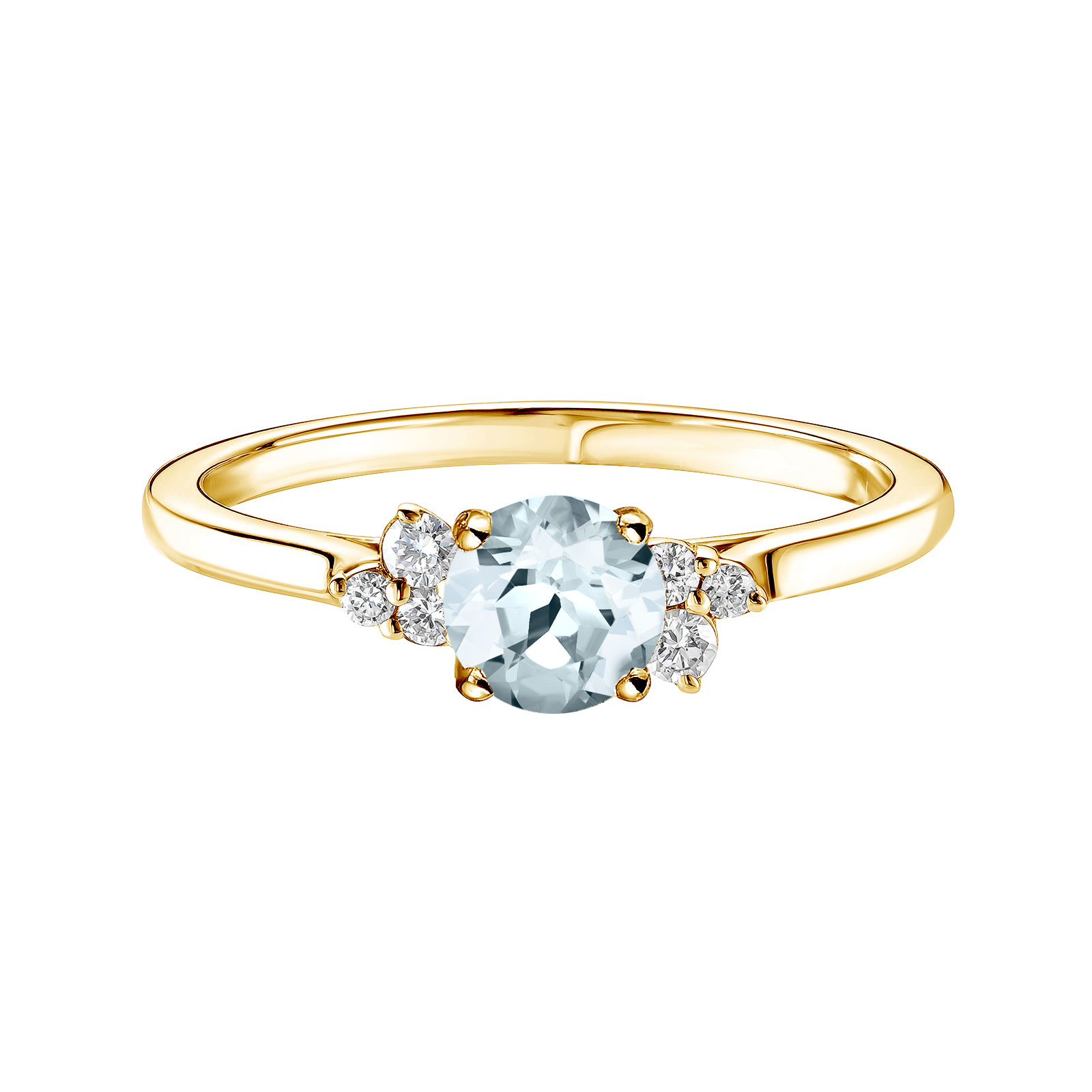 Ring Yellow gold Aquamarine and diamonds Baby EverBloom 5 mm 1