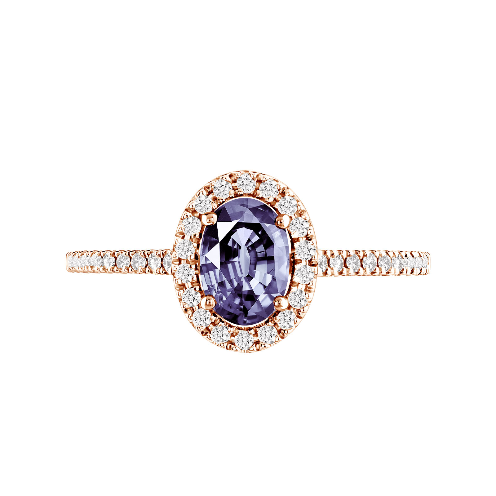 Ring Rose gold Tanzanite and diamonds Rétromantique Ovale Pavée 1