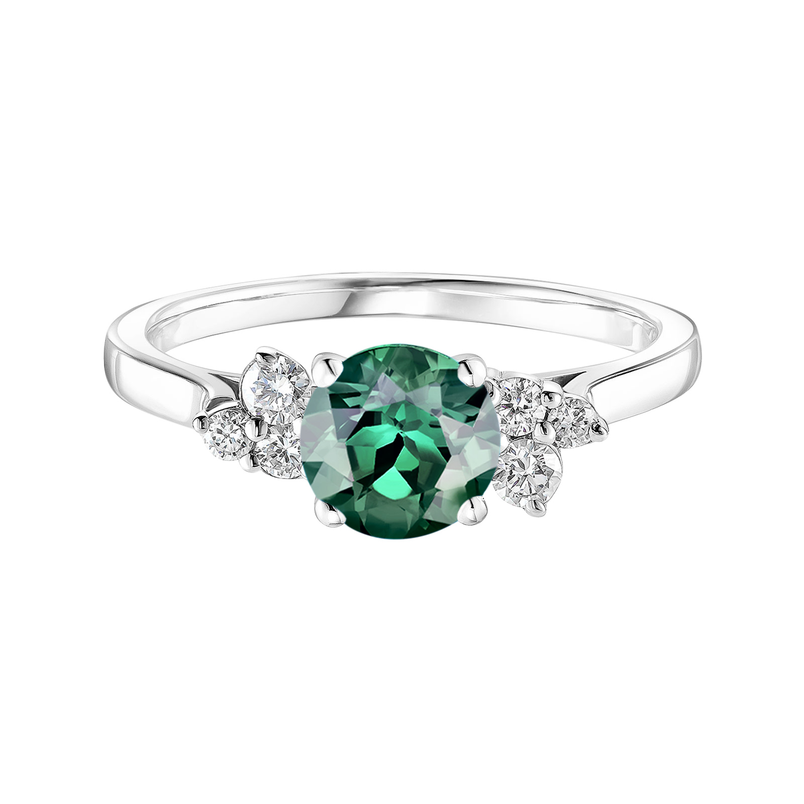 Bague Or blanc Tourmaline Verte et diamants Baby EverBloom 6 mm 1