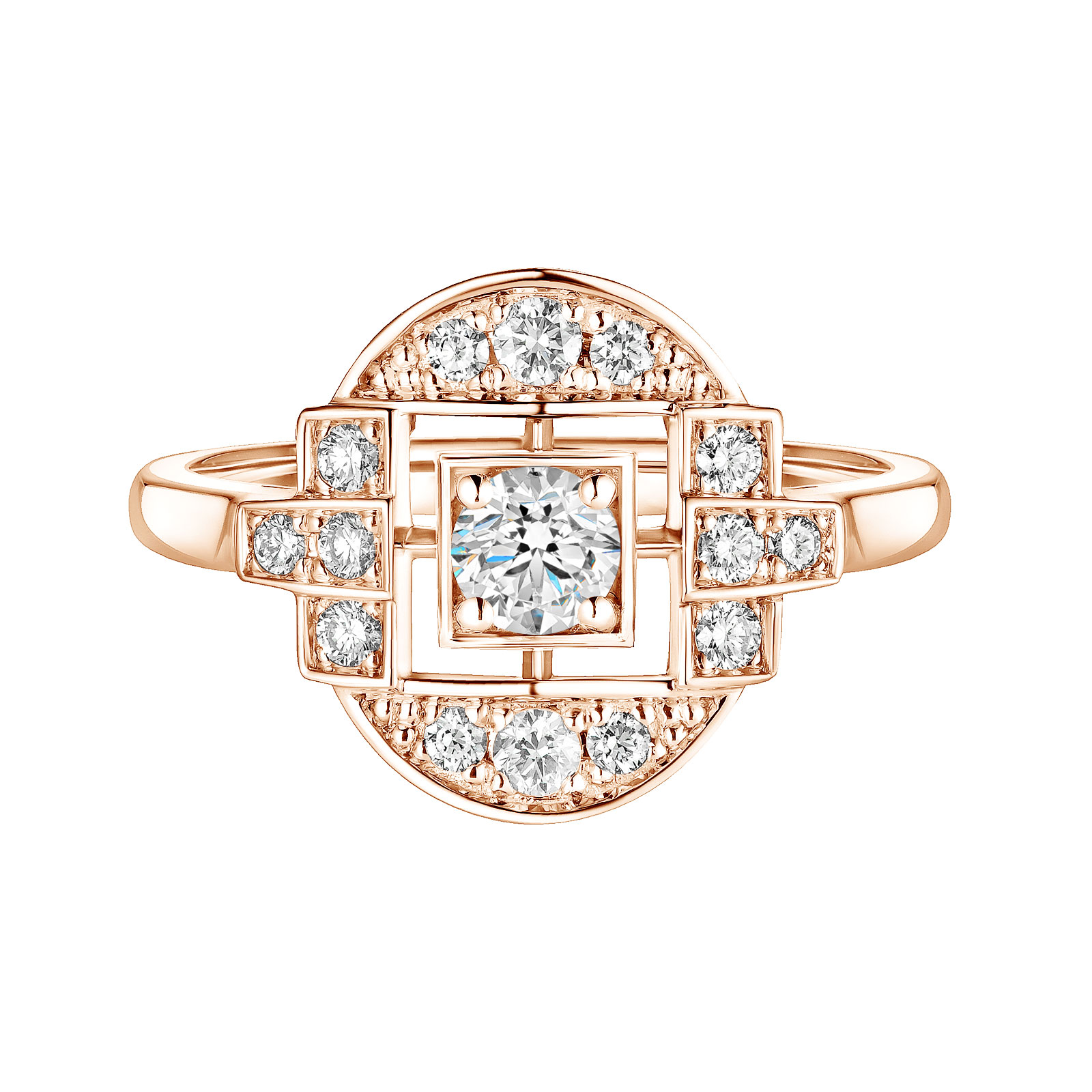 Ring Roségold Diamant Art Déco Solo 1