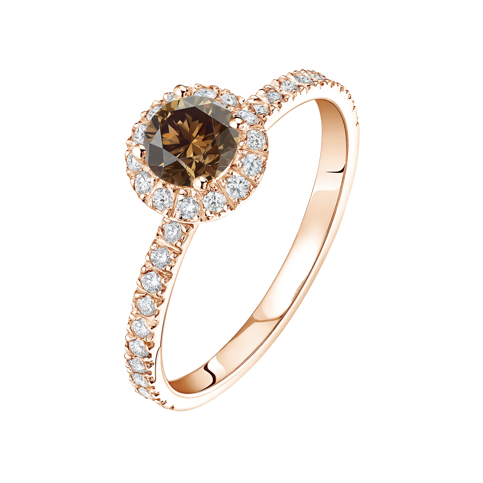 Ring Rose gold Chocolate Diamond and diamonds Rétromantique M Pavée 1