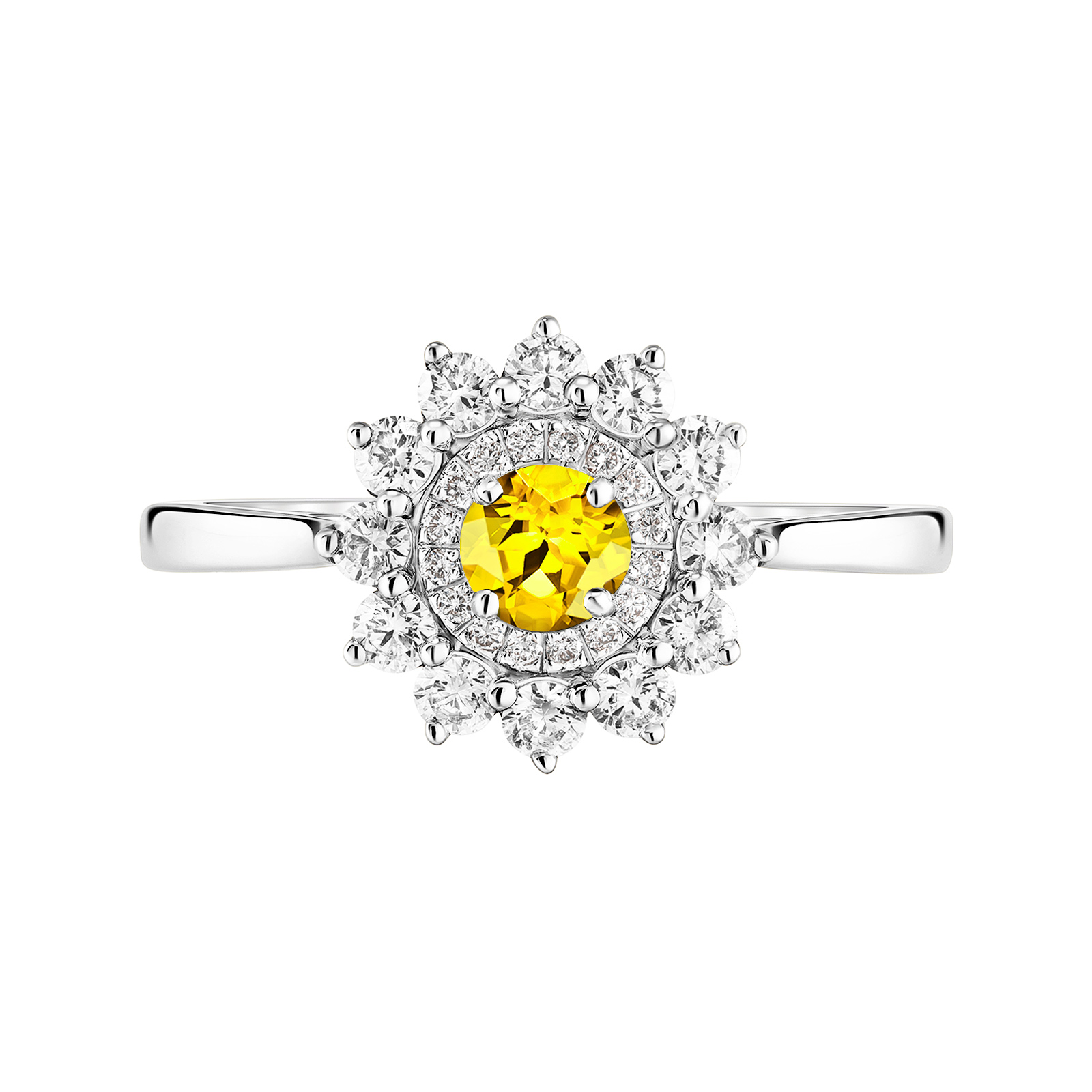 Bague Or blanc Saphir Jaune Lefkos 4 mm 1