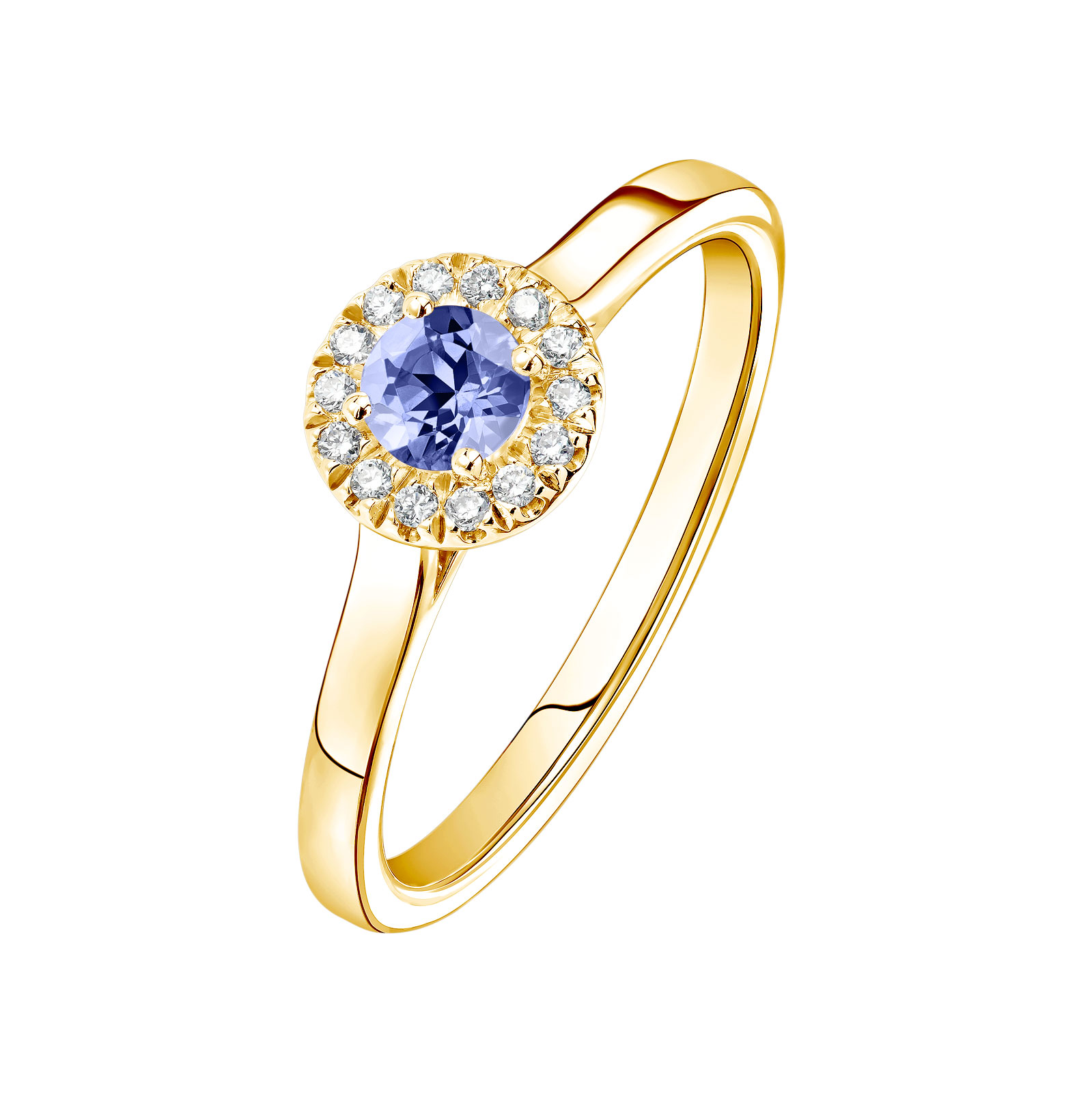 Ring Gelbgold Tansanit und diamanten Rétromantique S 1
