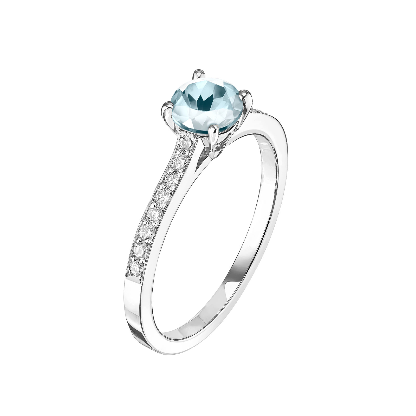 Ring Platinum Aquamarine and diamonds Lady Pavée 1