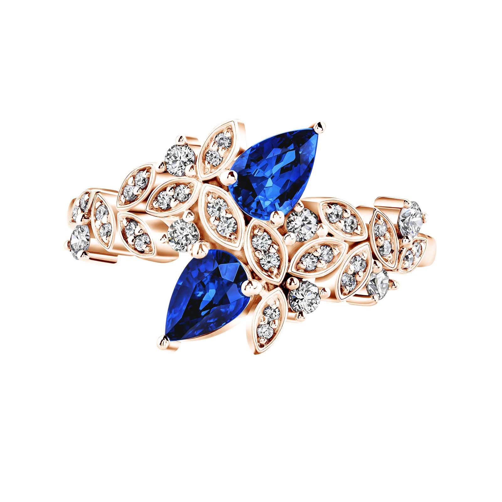 Ring Rose gold Sapphire and diamonds EverBloom Toi & Moi 1