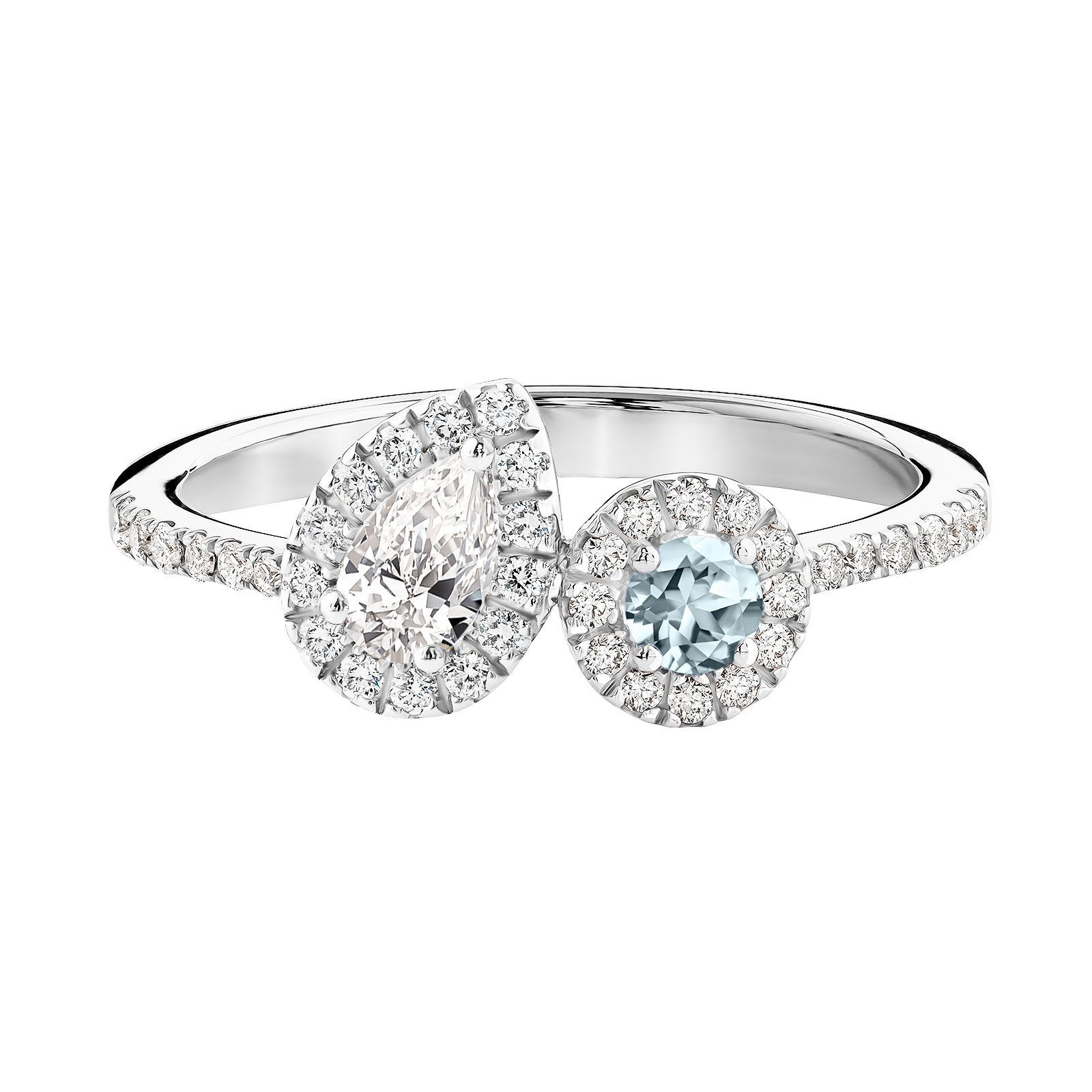 Ring White gold Aquamarine and diamonds AlterEgo Poire 1