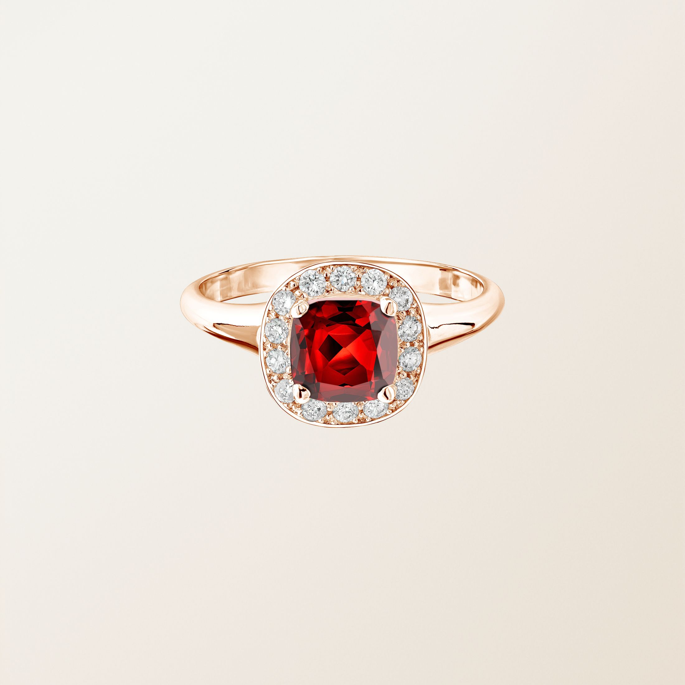 Ring Rose gold Garnet and diamonds Mada