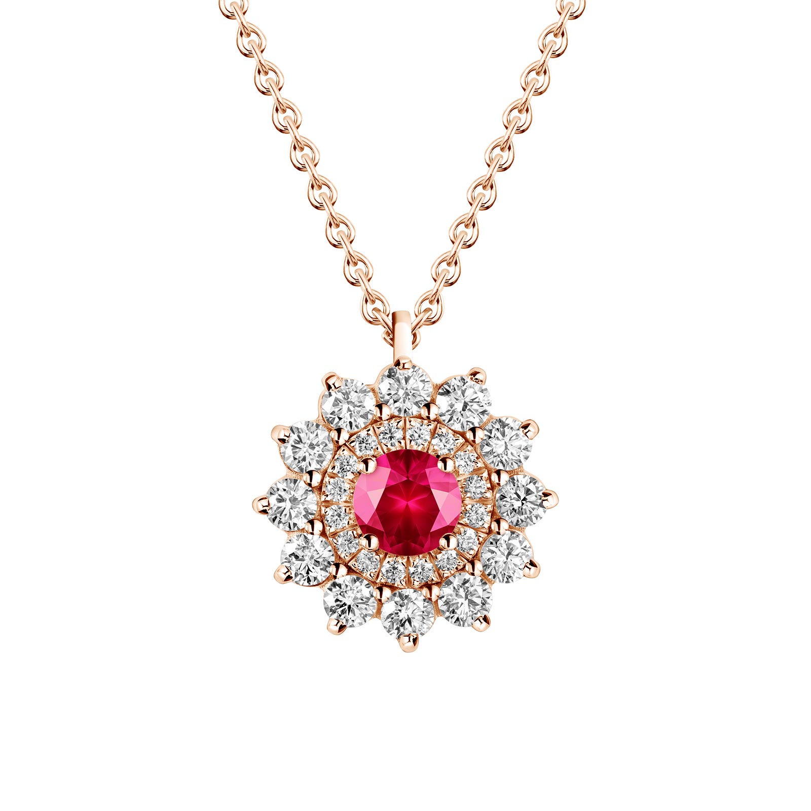 Pendant Rose gold Ruby and diamonds Lefkos 1
