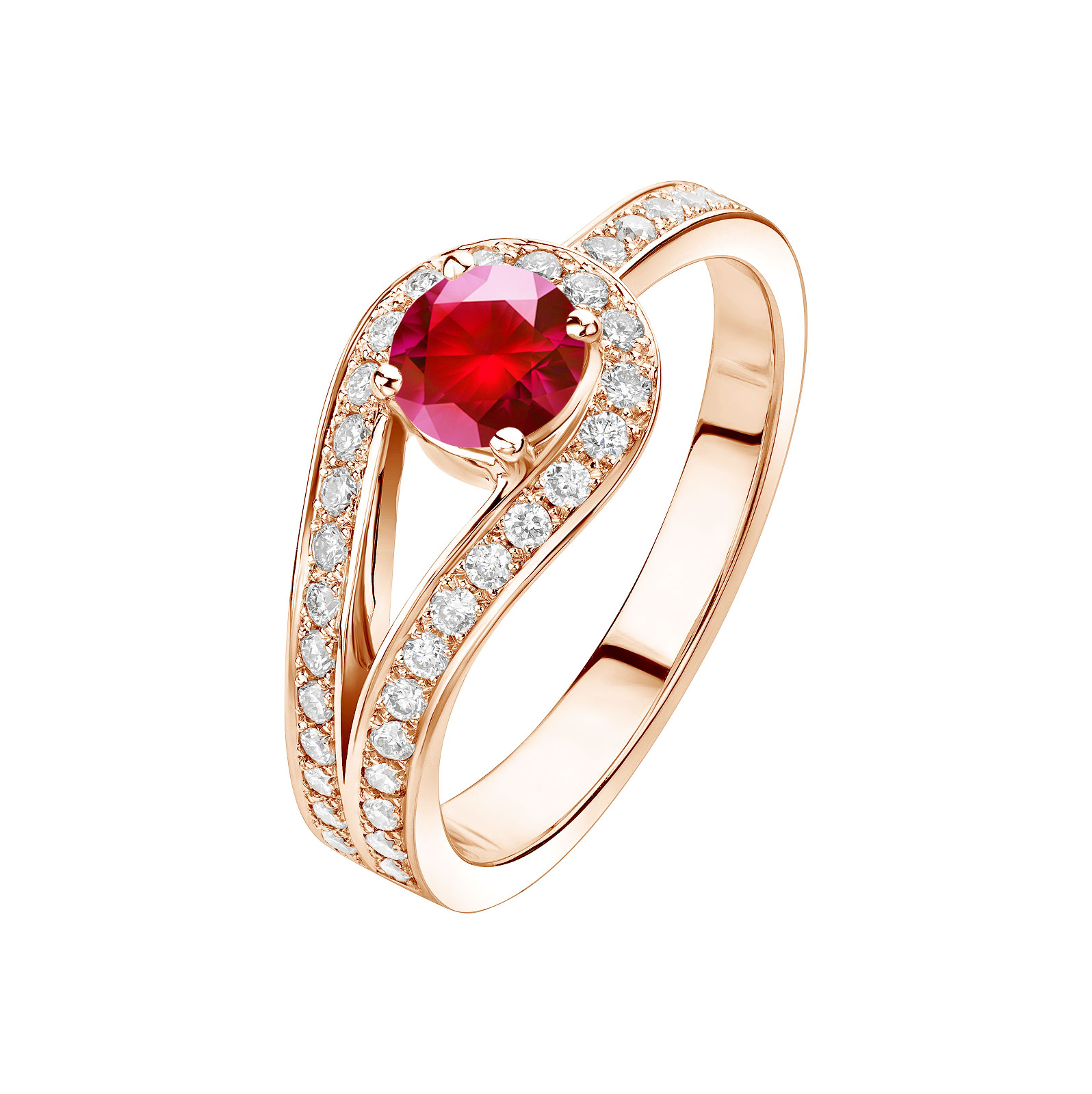 Ring Rose gold Ruby and diamonds Romy 1