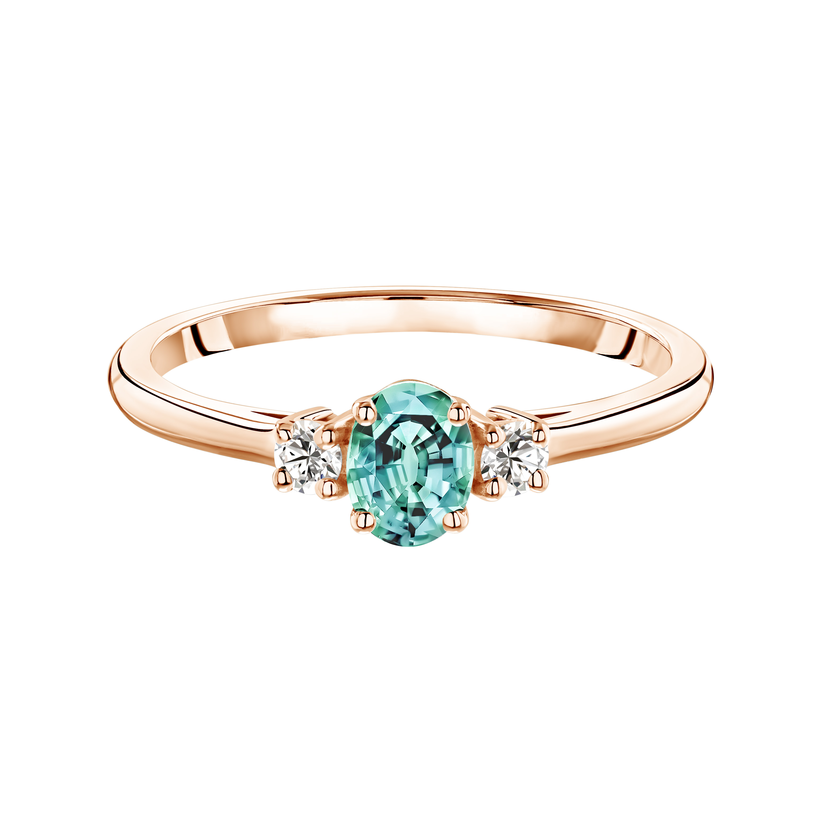 Ring Rose gold Mint tourmaline and diamonds Baby Lady Duo Ovale 1