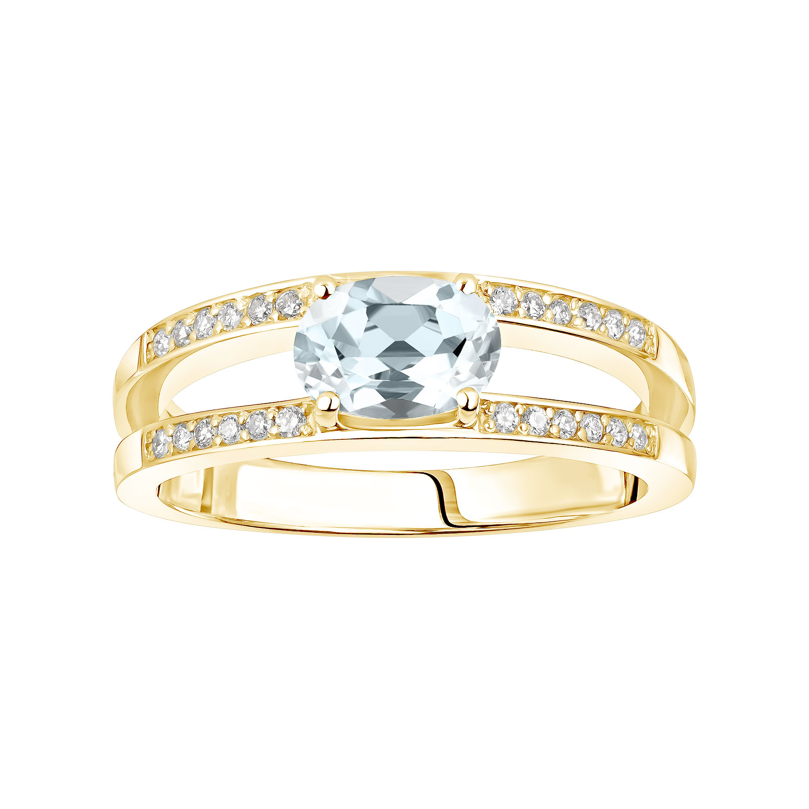 Ring Yellow gold Aquamarine and diamonds Cassandra 1