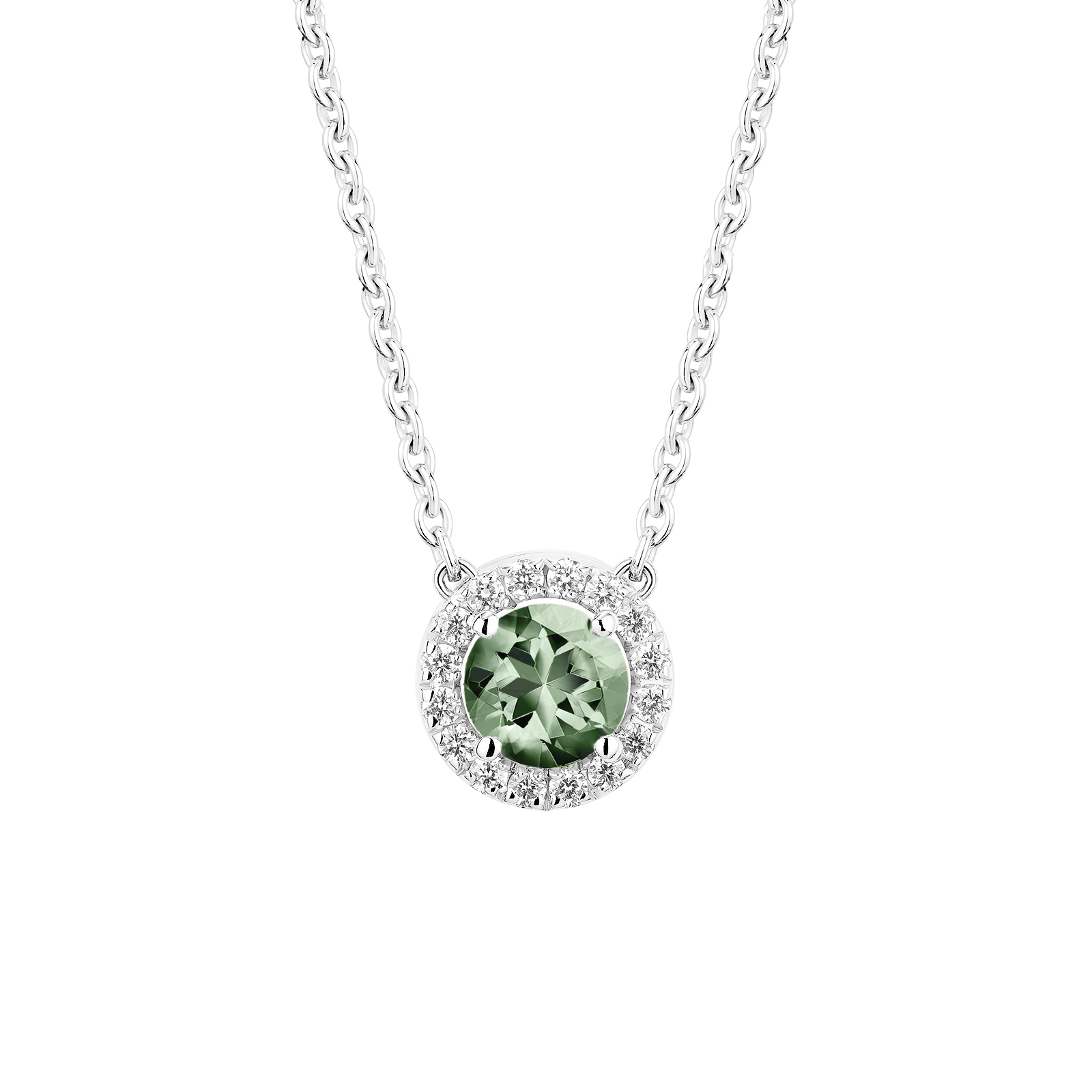 Pendant White gold Green Sapphire and diamonds Rétromantique S 1