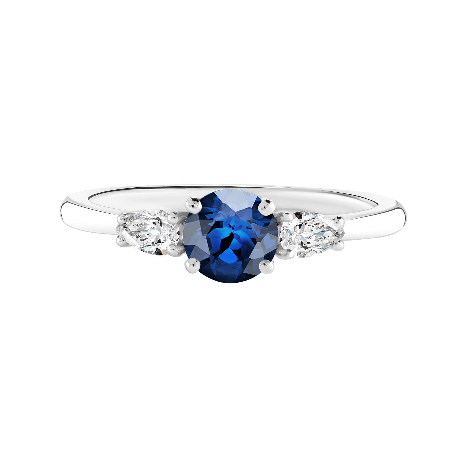 Ring White gold Sapphire and diamonds Little Lady Duo de Poires 1