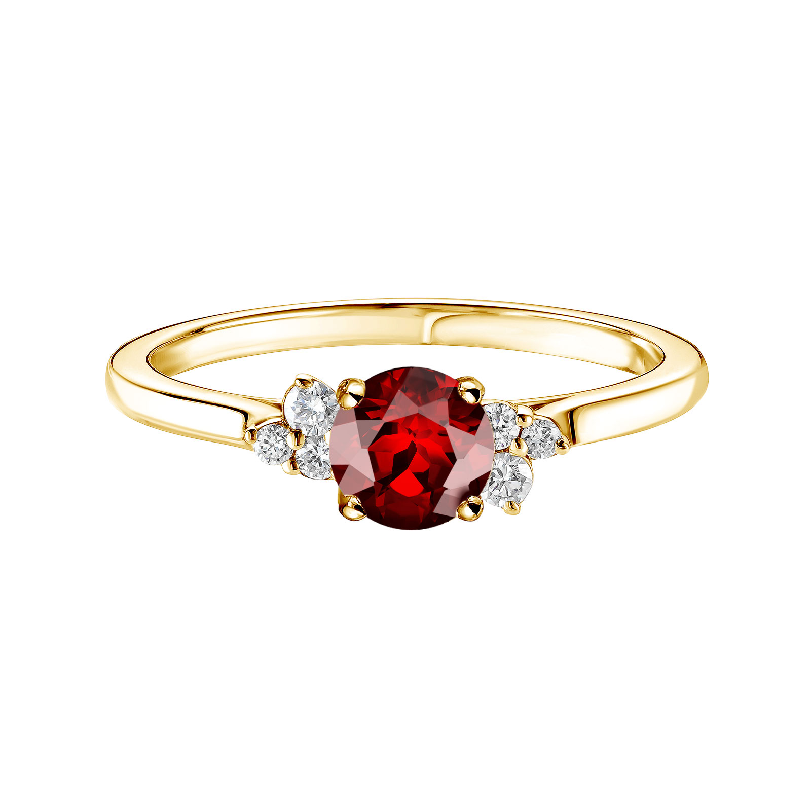 Ring Gelbgold Granat und diamanten Baby EverBloom 5 mm 1