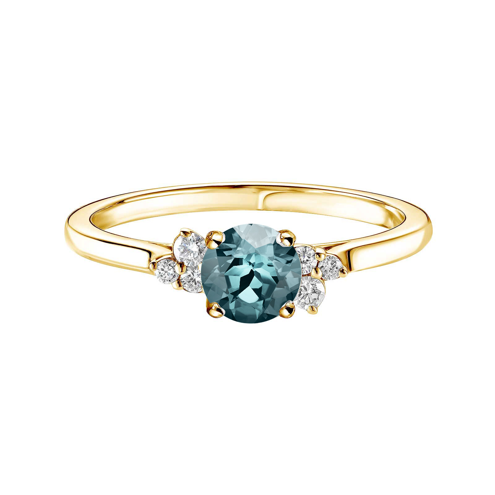 Ring Yellow gold Blue Grey Sapphire and diamonds Baby EverBloom 5 mm 1
