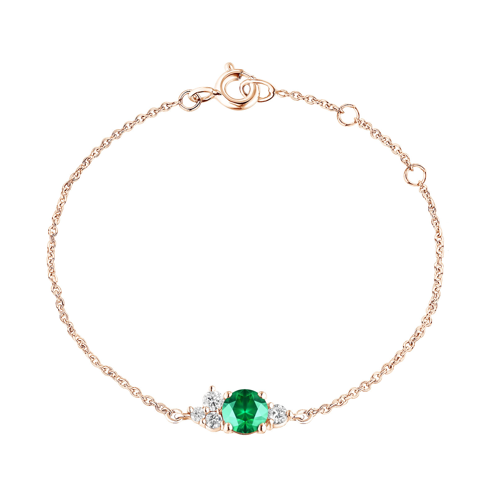 Bracelet Rose gold Emerald and diamonds Baby EverBloom 1
