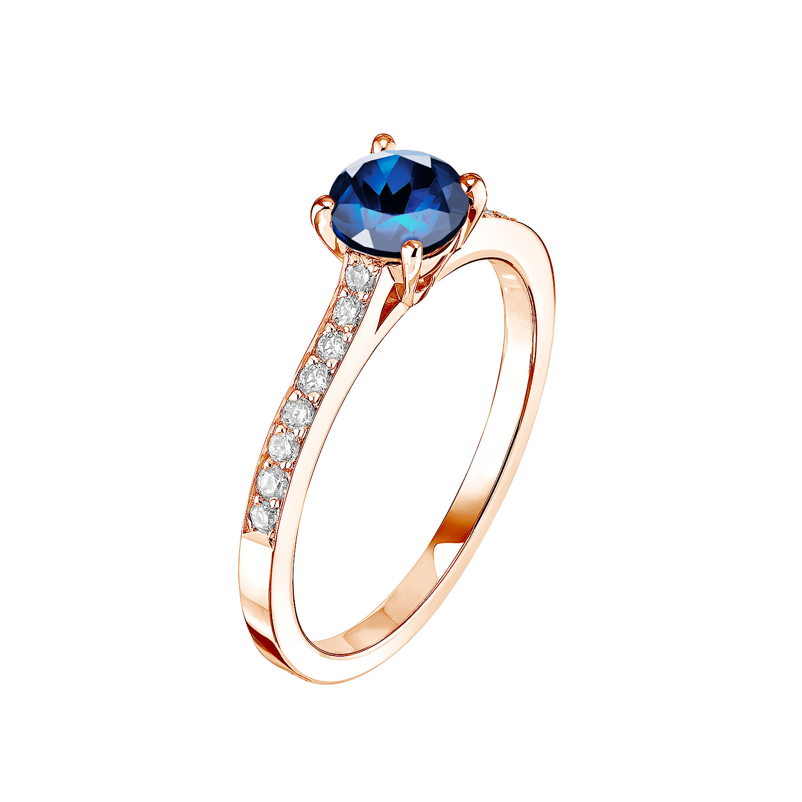 Ring Rose gold Sapphire and diamonds Lady Pavée 1