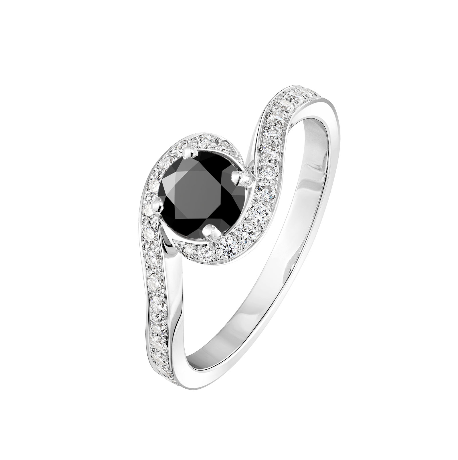 Bague Platine Spinelle noir et diamants Amelia 1