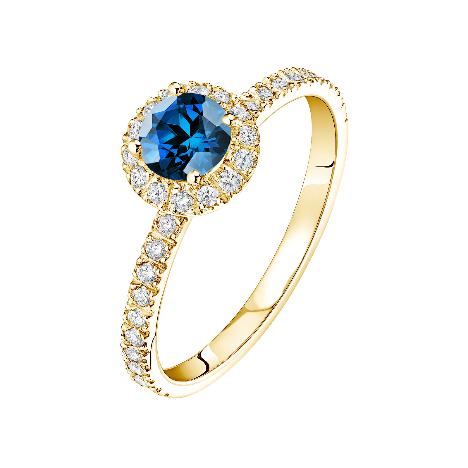 Ring Yellow gold Sapphire and diamonds Rétromantique M Pavée 1