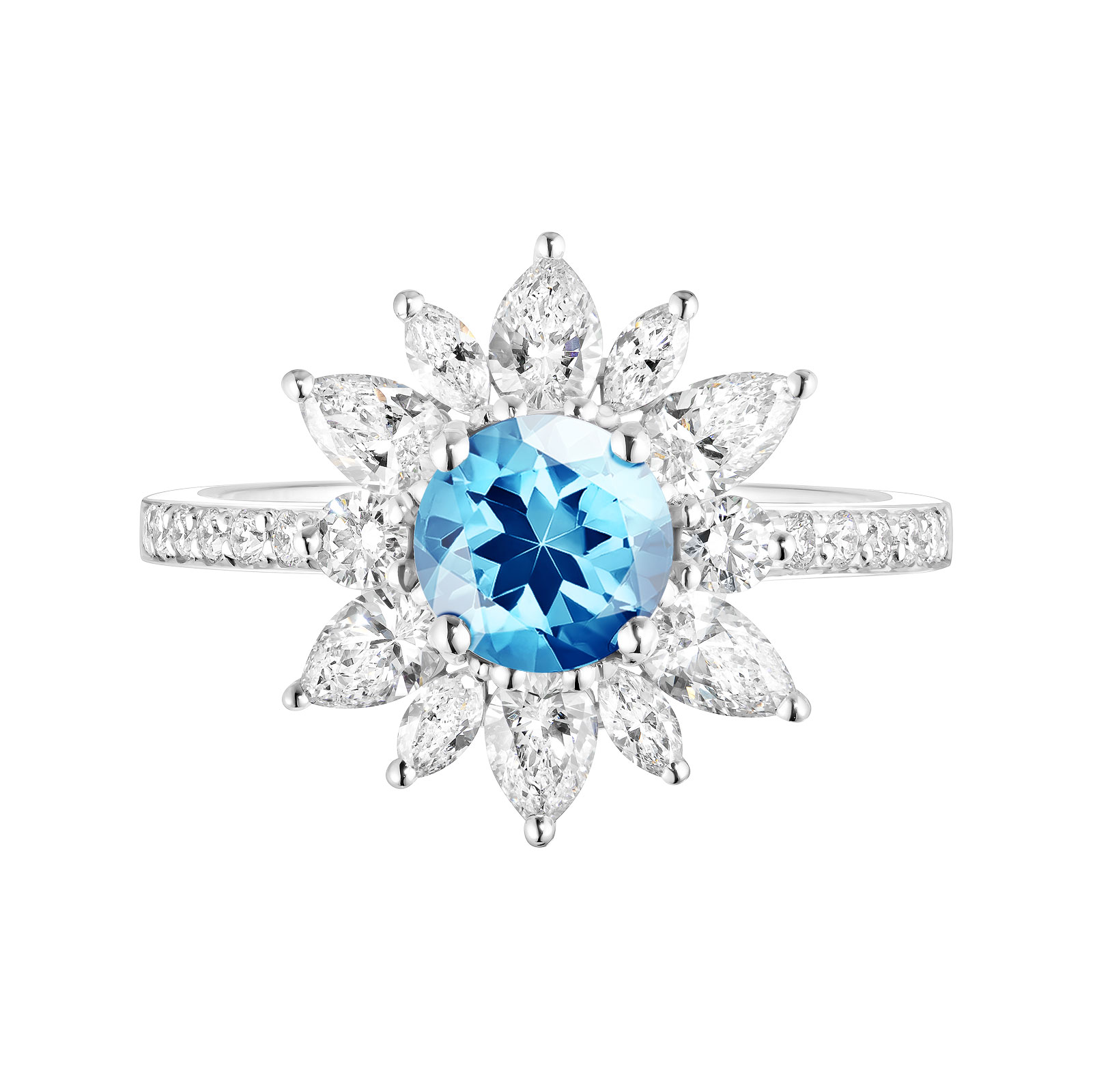 Bague Or blanc Topaze et diamants EverBloom Prima 1