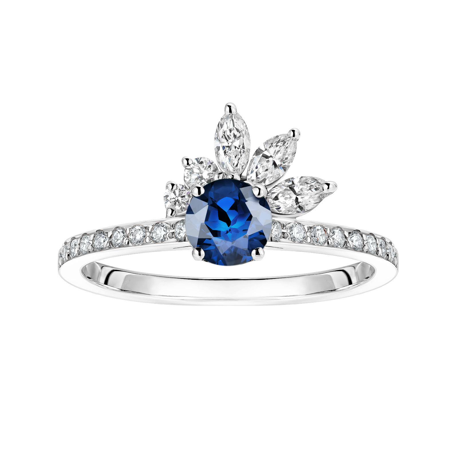 Ring Platinum Sapphire and diamonds Little EverBloom Pavée 1