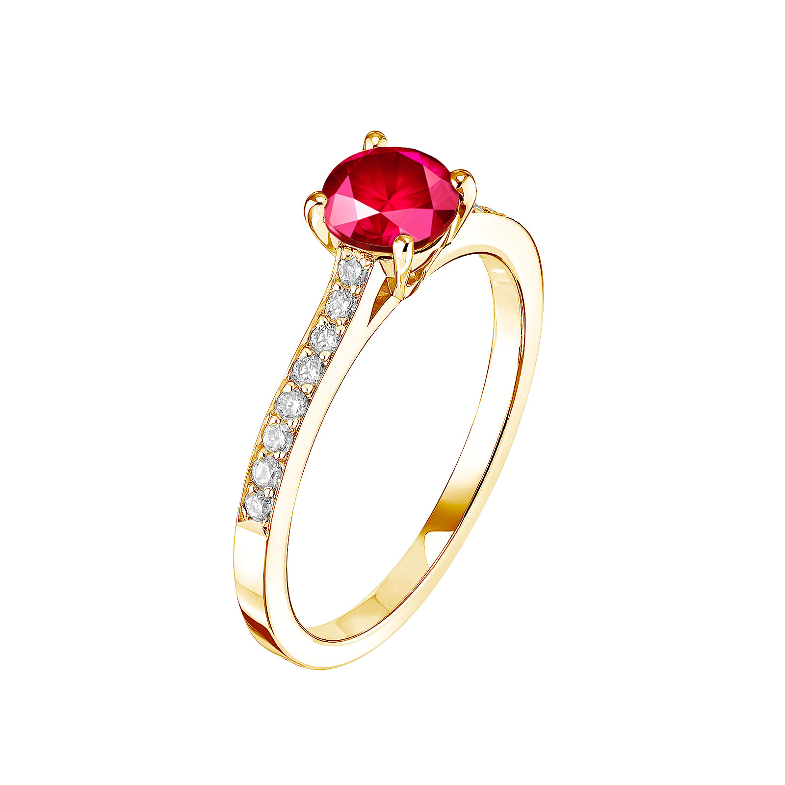 Ring Yellow gold Ruby and diamonds Lady Pavée 1