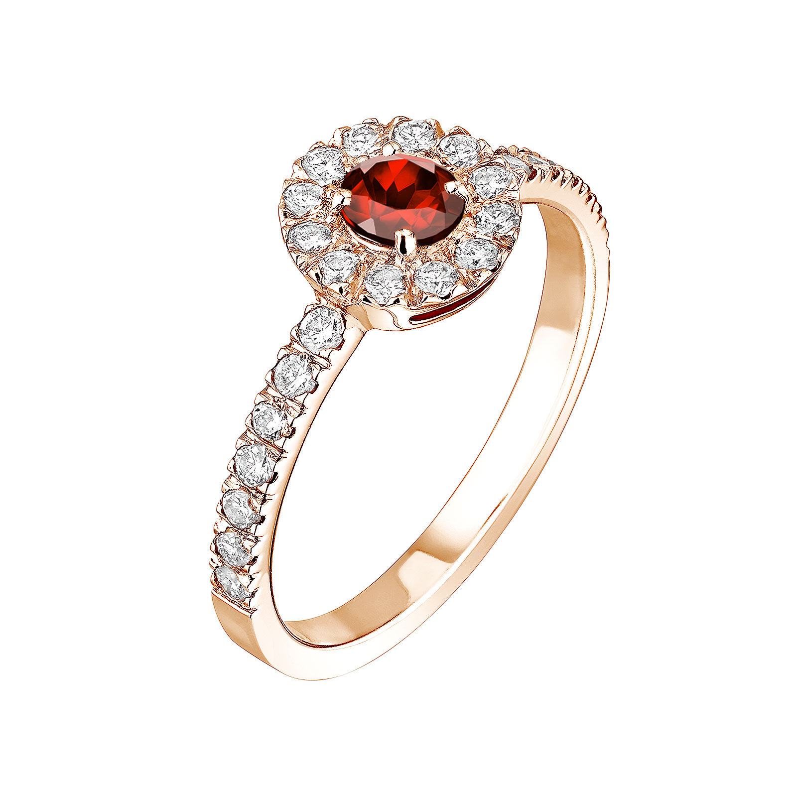 Ring Roségold Granat und diamanten Rétromantique Solo Pavée 1