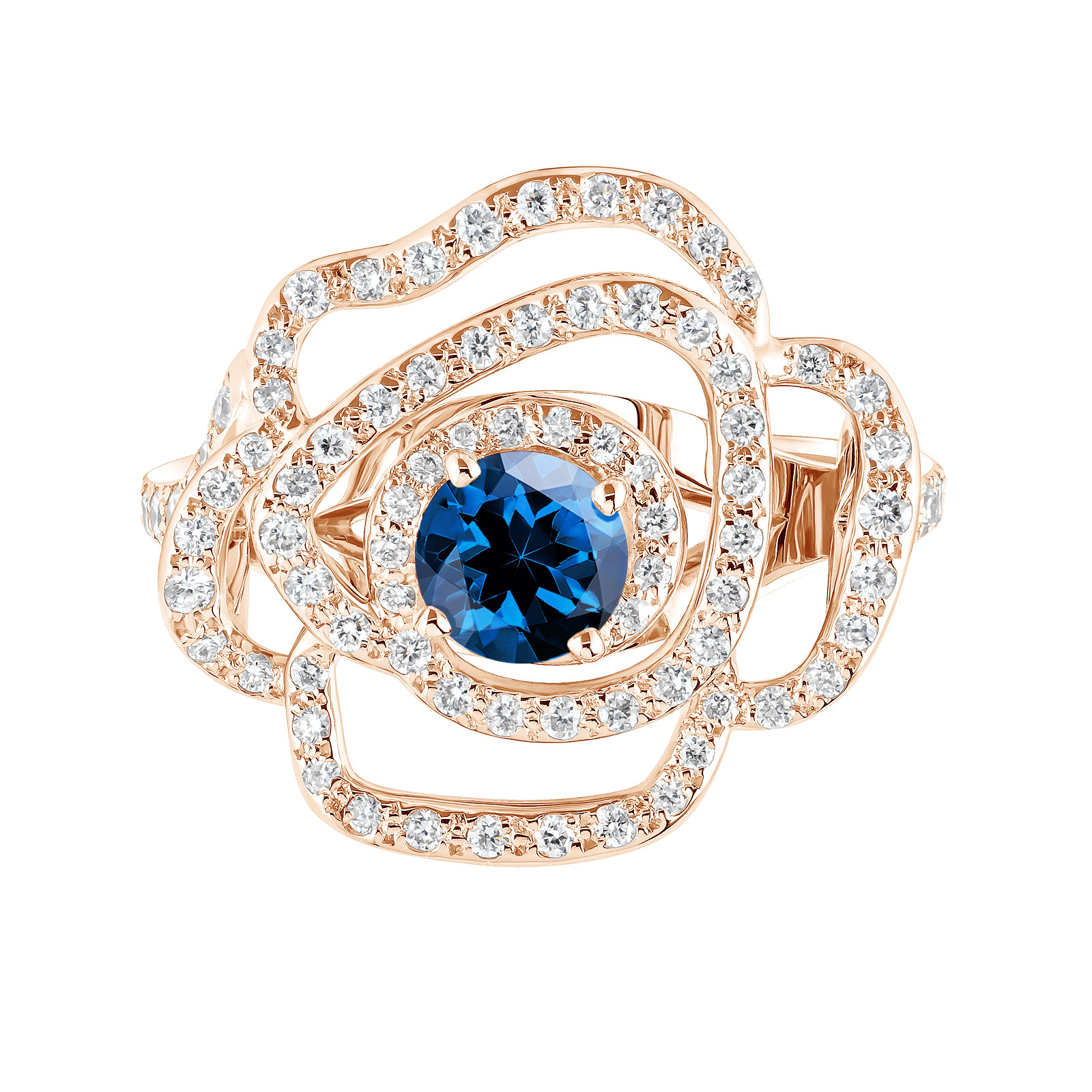 Ring Rose gold Sapphire and diamonds PrimaRosa Alta 1