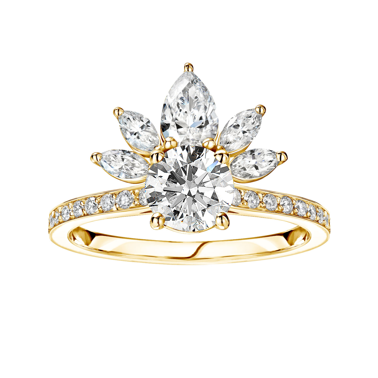 Ring Yellow gold Diamond EverBloom Pavée 1