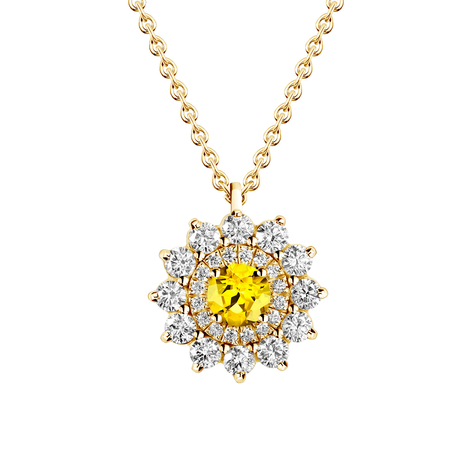 Pendant Yellow gold Yellow Sapphire and diamonds Lefkos 1