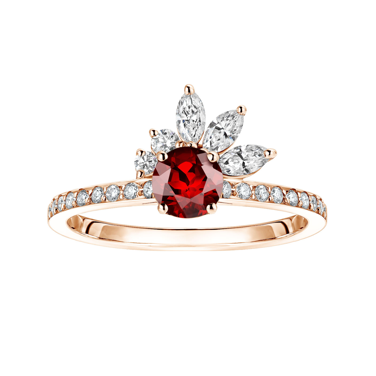Ring Roségold Granat und diamanten Little EverBloom Pavée 1