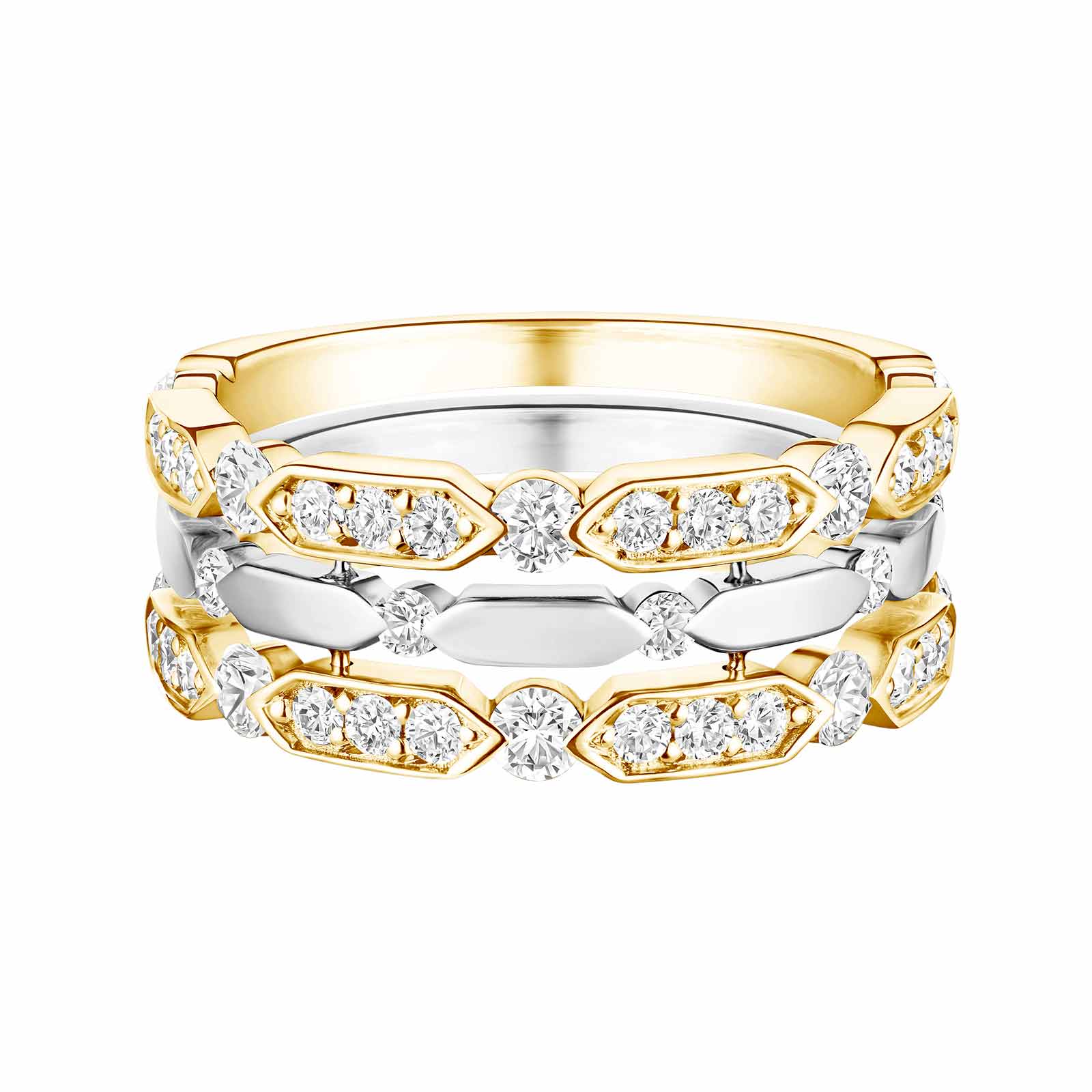 Ring Weiß- und Gelbgold Diamant MET Prima 1