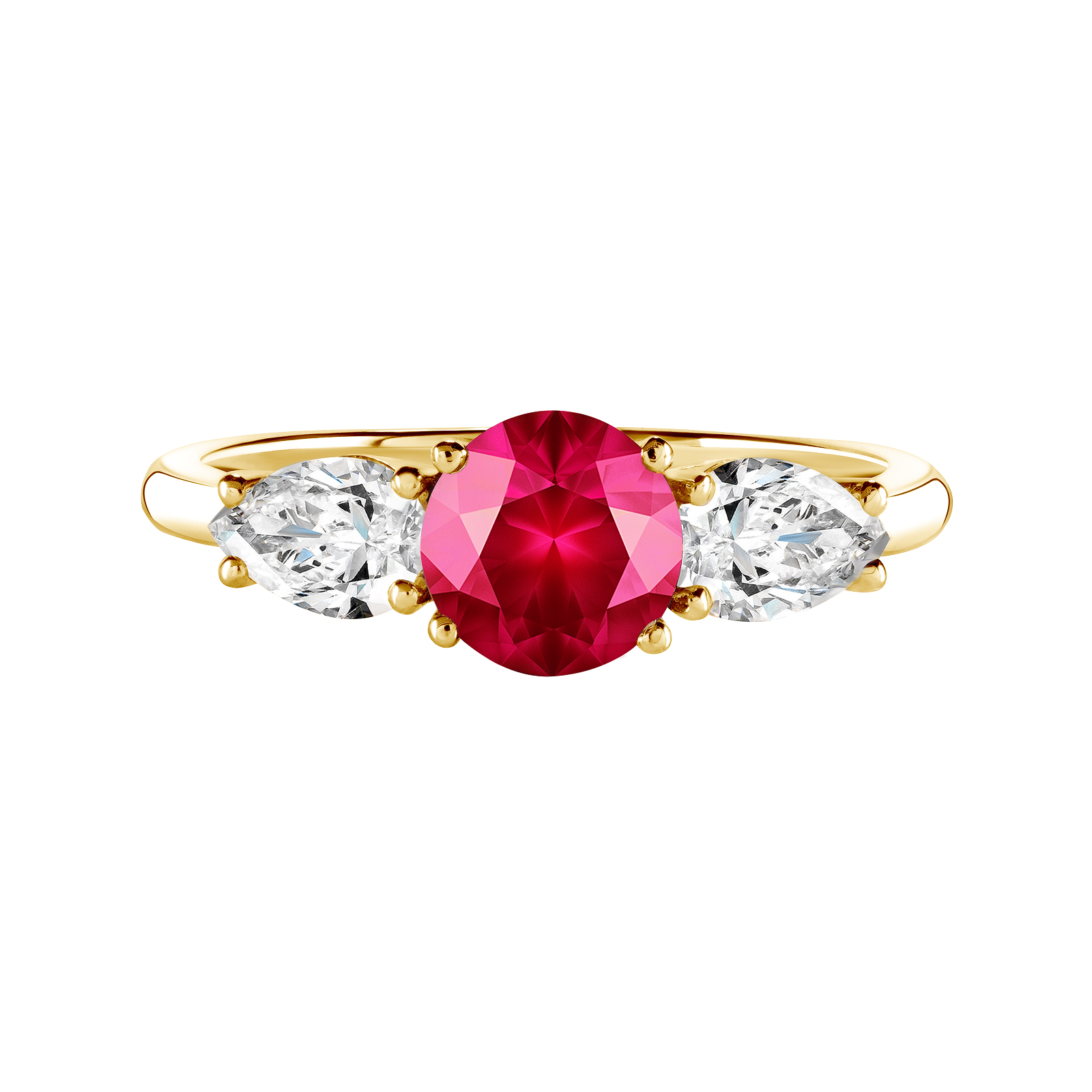 Ring Yellow gold Ruby and diamonds Lady Duo de Poires 1