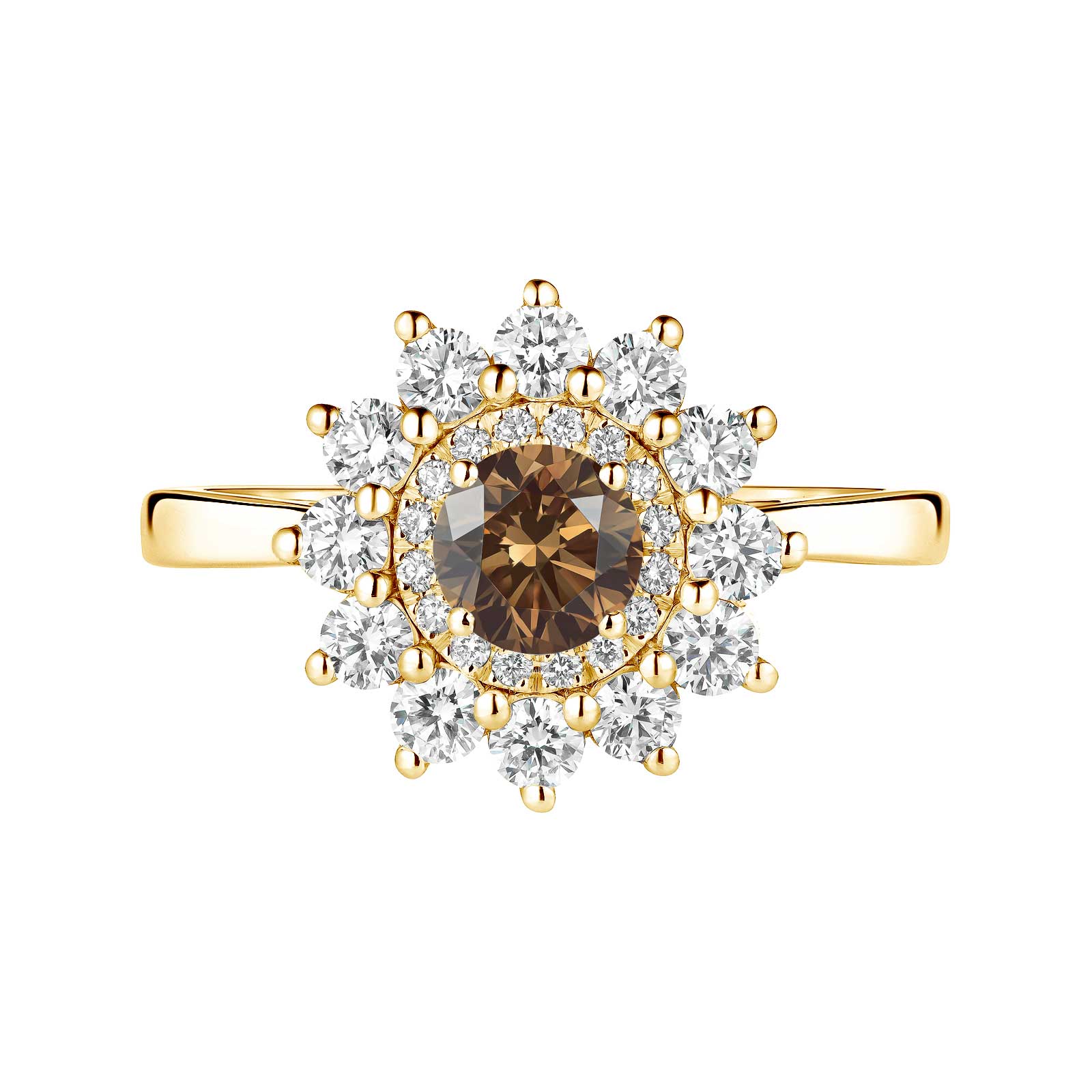 Ring Gelbgold Diamant-Schokolade und diamanten Lefkos 5 mm 1