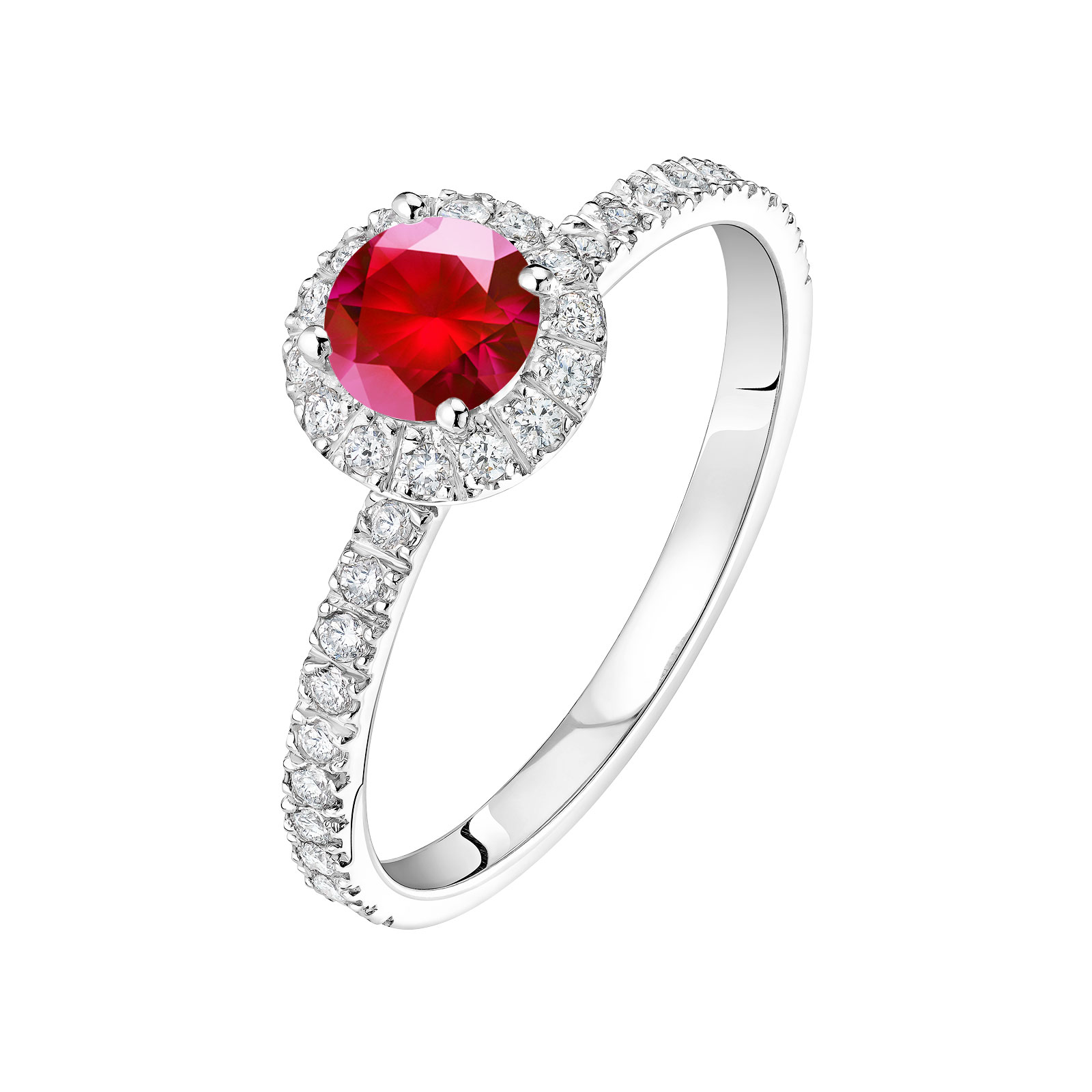 Ring White gold Ruby and diamonds Rétromantique M Pavée 1