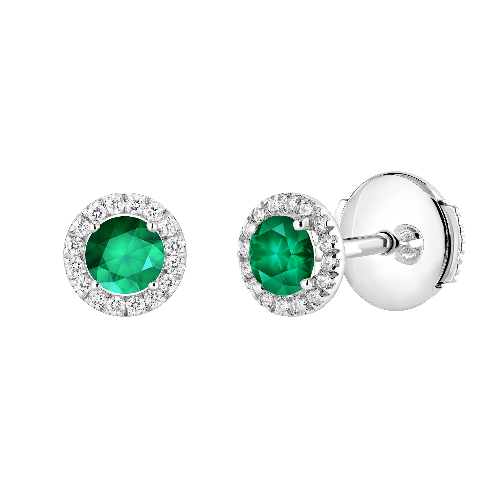 Earrings White gold Emerald and diamonds Rétromantique S 1