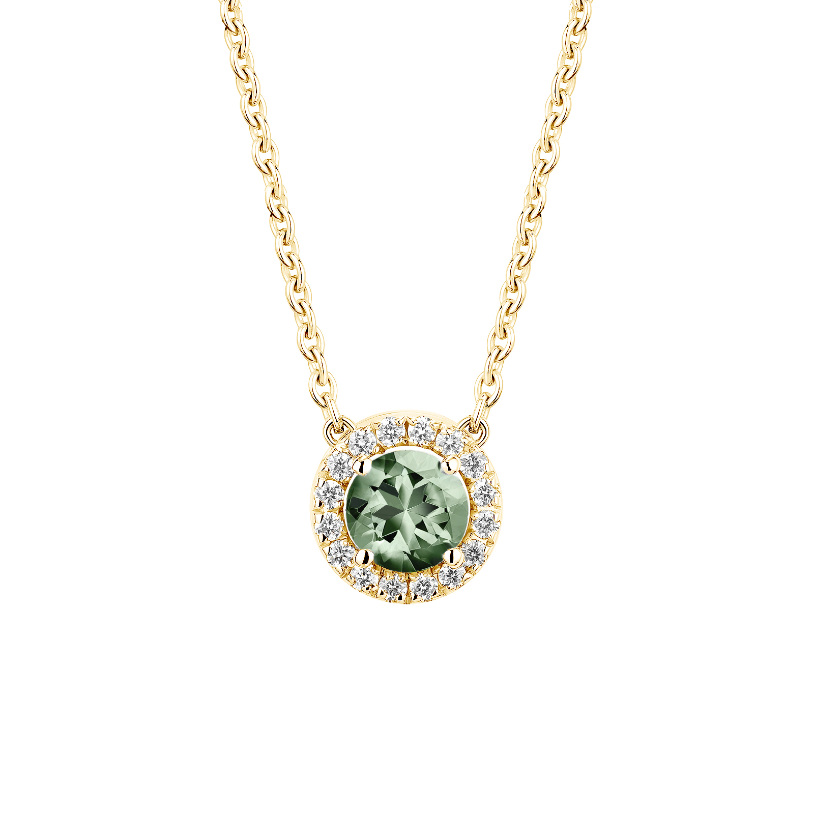 Pendant Yellow gold Green Sapphire and diamonds Rétromantique S 1