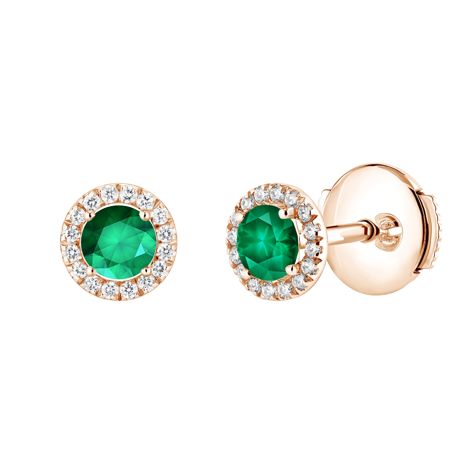 Ohrringe Roségold Smaragdgrün und diamanten Rétromantique S 1
