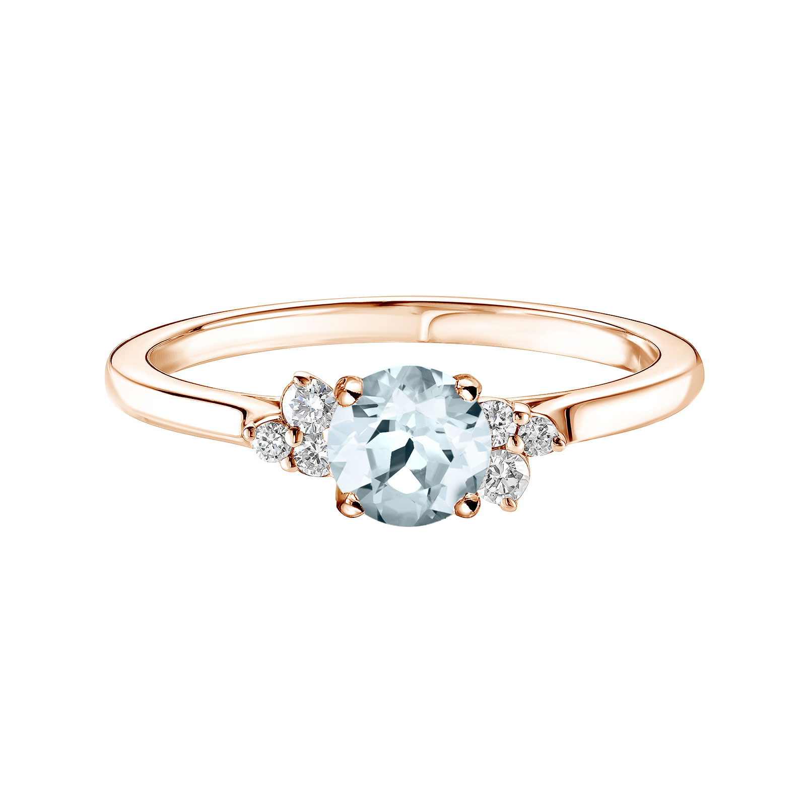Ring Rose gold Aquamarine and diamonds Baby EverBloom 5 mm 1