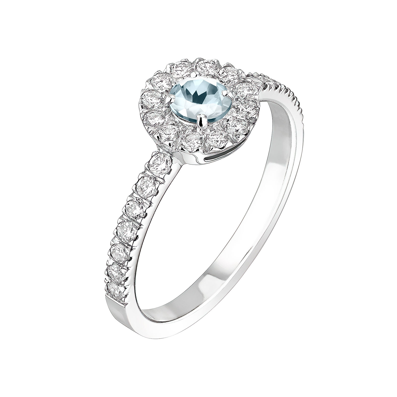 Ring Platinum Aquamarine and diamonds Rétromantique Solo Pavée 1
