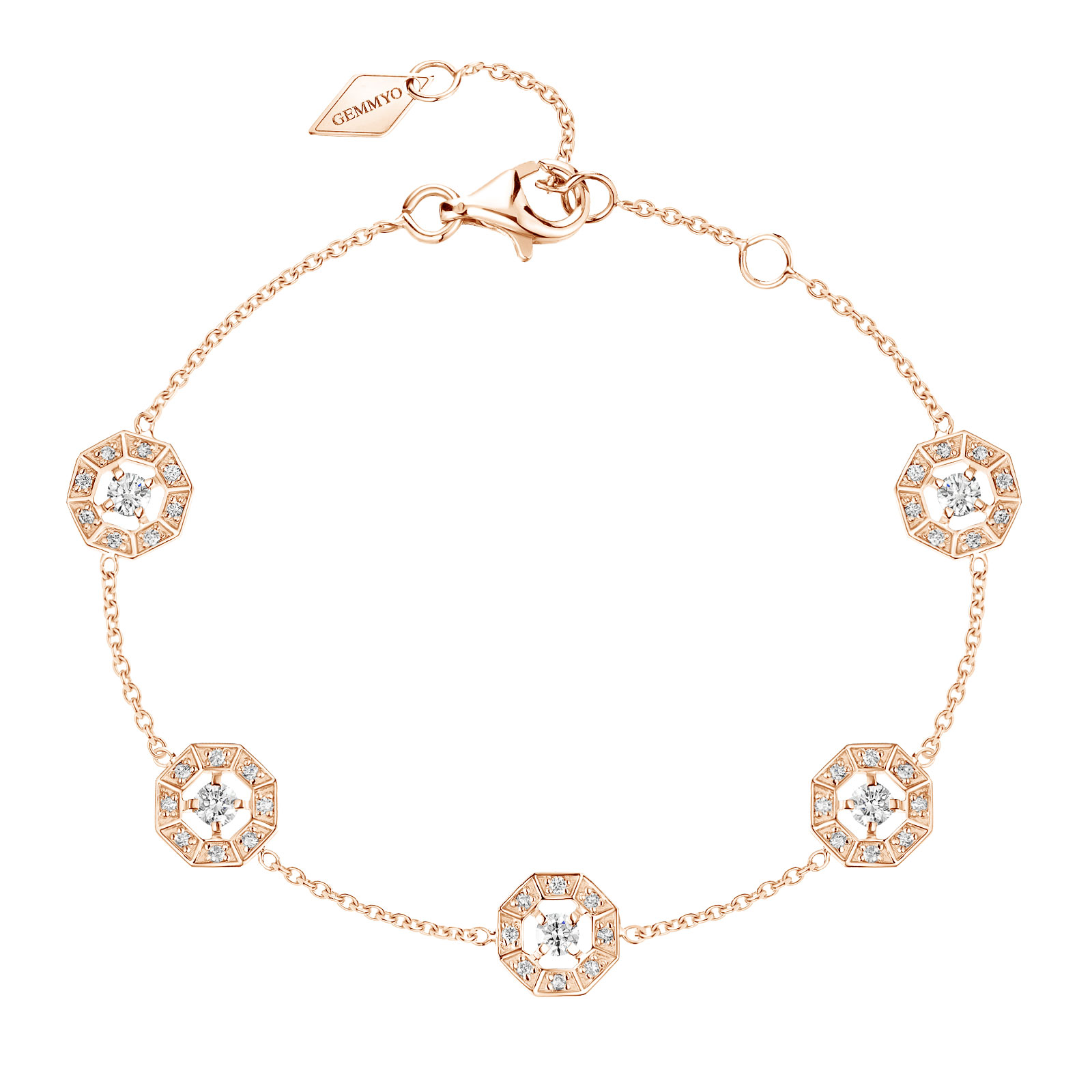 Bracelet Or rose Diamant Art Déco multi-motifs 1