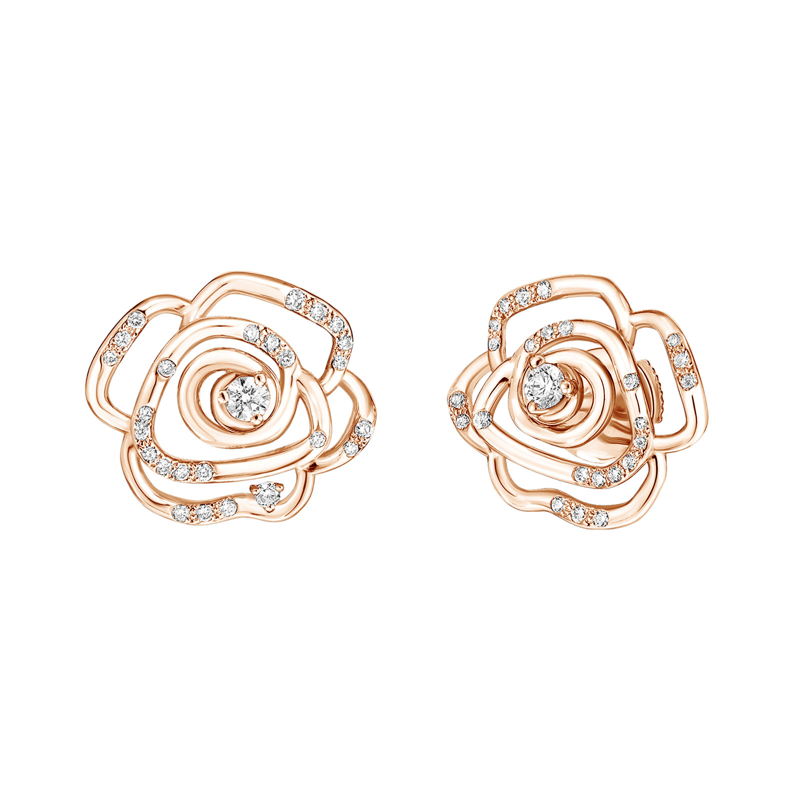 Boucles d'oreilles Or rose Diamant PrimaRosa Pavées 1
